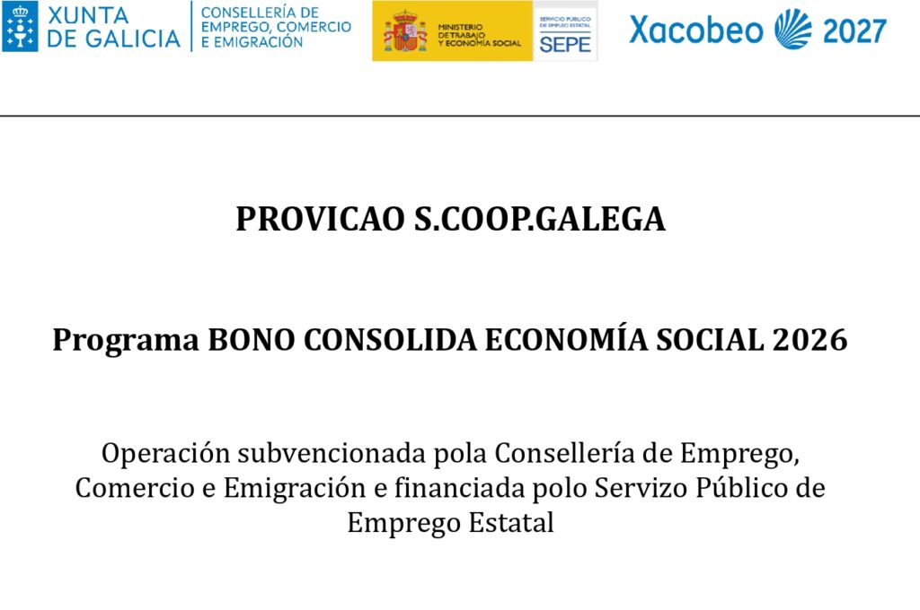 Cartel oficial del Programa Bono Consolida Economia Social 2026 - Provicao S. Coop. Galega